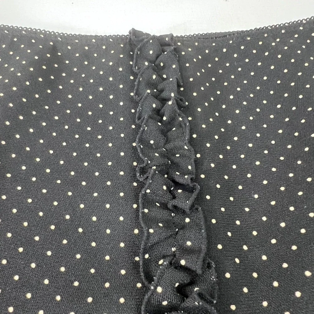Ann Taylor LOFT Polka Dot Skirt Ruffle Trim Black White Size‎ 4 Career Classic